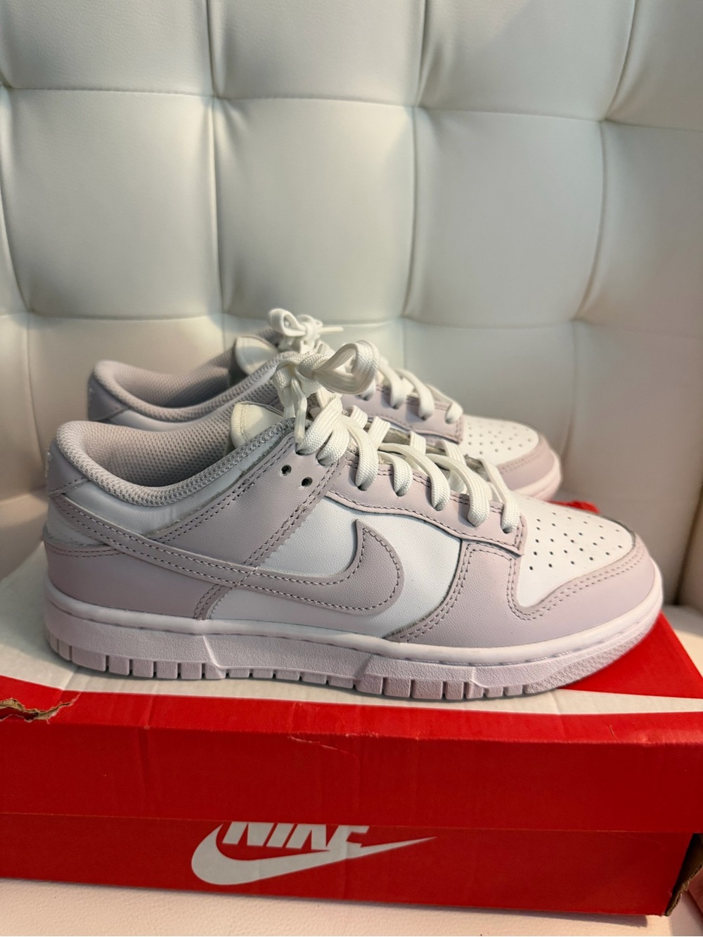 Nike Kids White and Light Pink Low-Top Sneakers